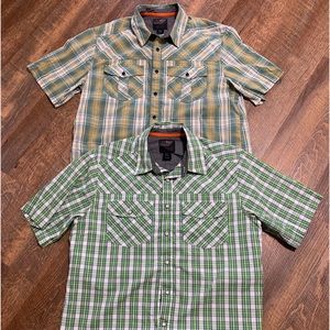 Lot of 2 5.11 Tactical Series Shirt Snap Button Up M Green Plaid Conceal Carry